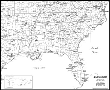 Download SOUTHEAST USA MAP to print